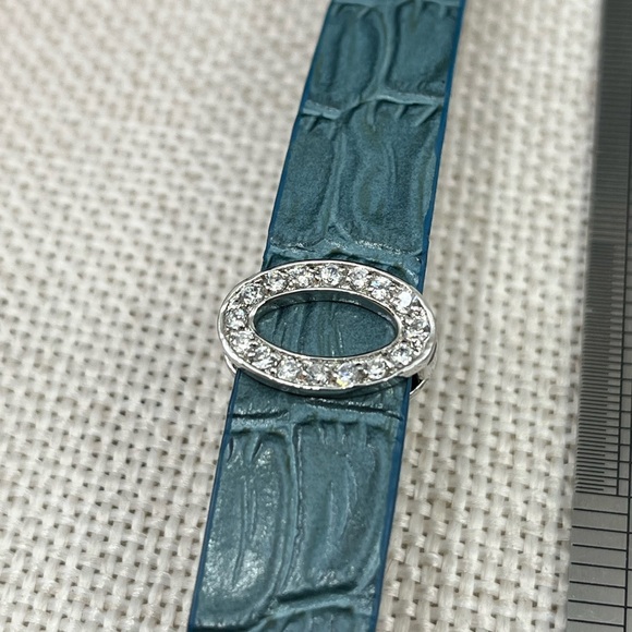 Vintage QVC Sterling Silver Diamonique Oval Leather Bracelet Set - Picture 9 of 15